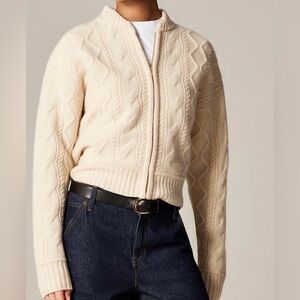 J Crew Wool Cable Knot Bomber Jacket CR119